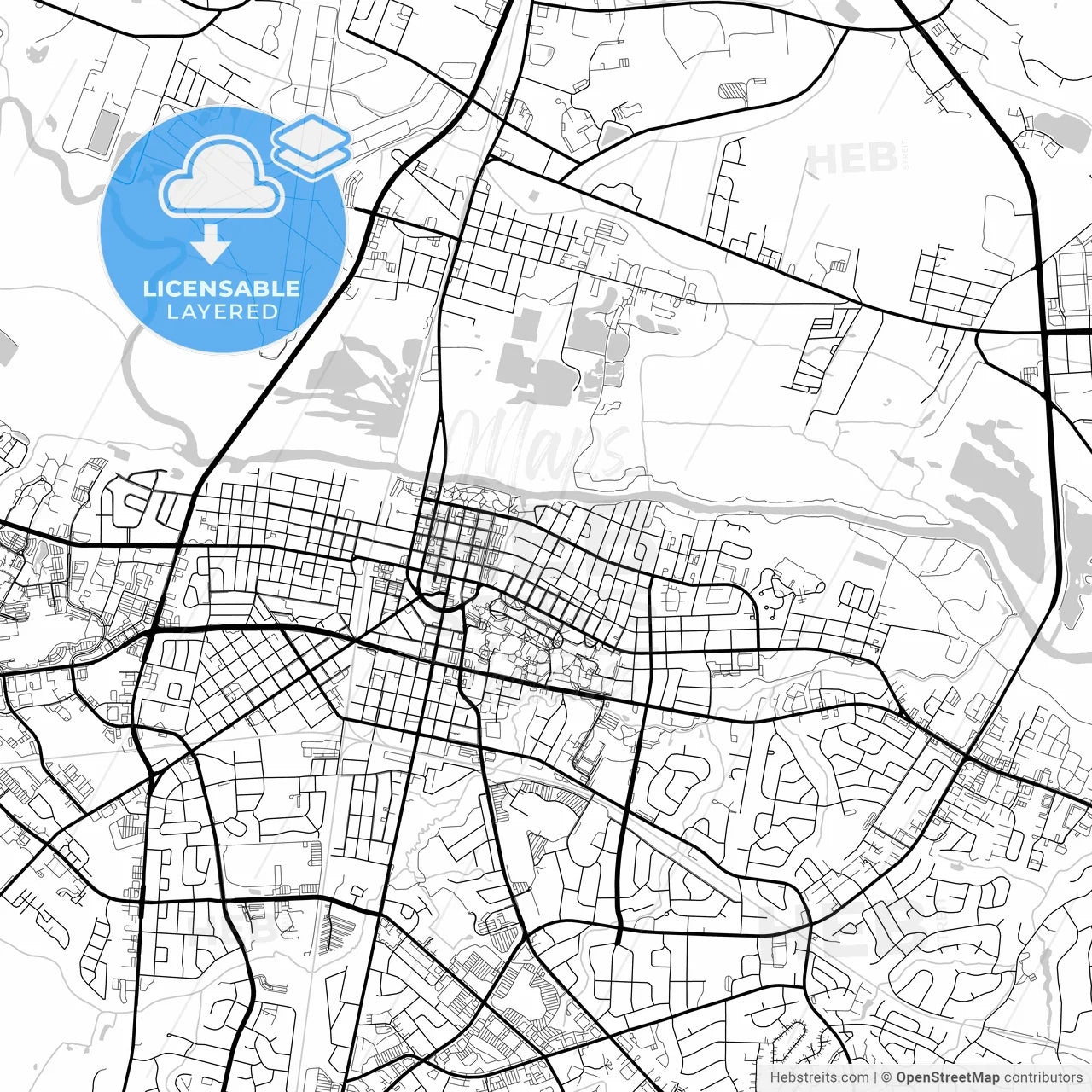 Layered PDF map of Greenville, North Carolina, United States