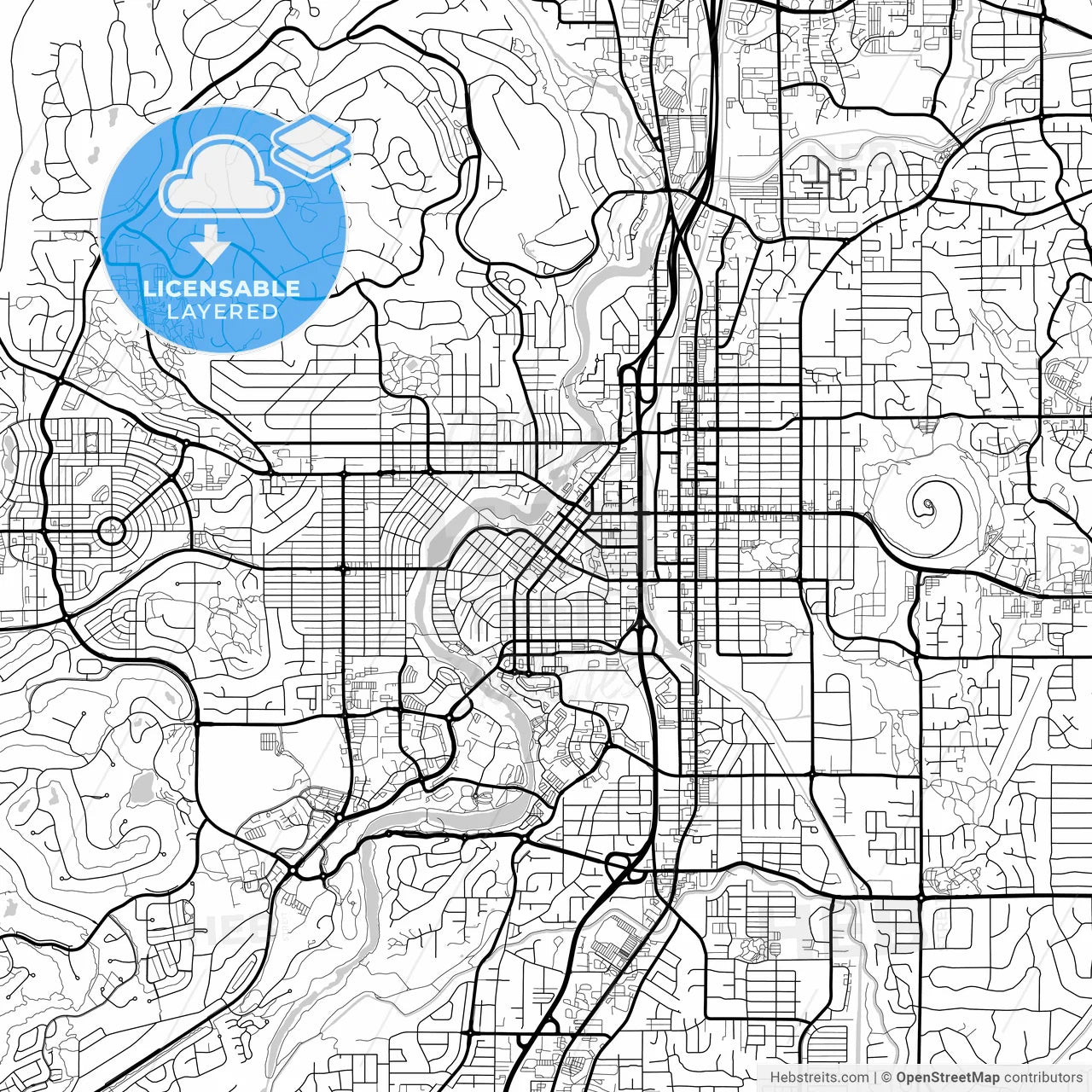 Layered PDF map of Bend, Oregon, United States