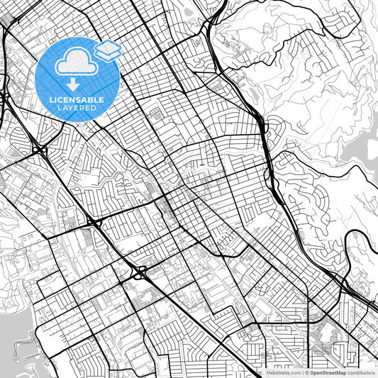 Layered PDF map of San Leandro, California, United States