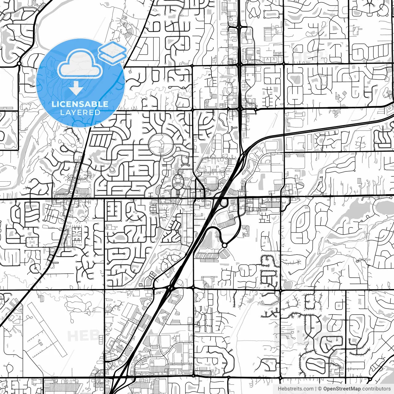 Layered PDF map of Fishers, Indiana, United States
