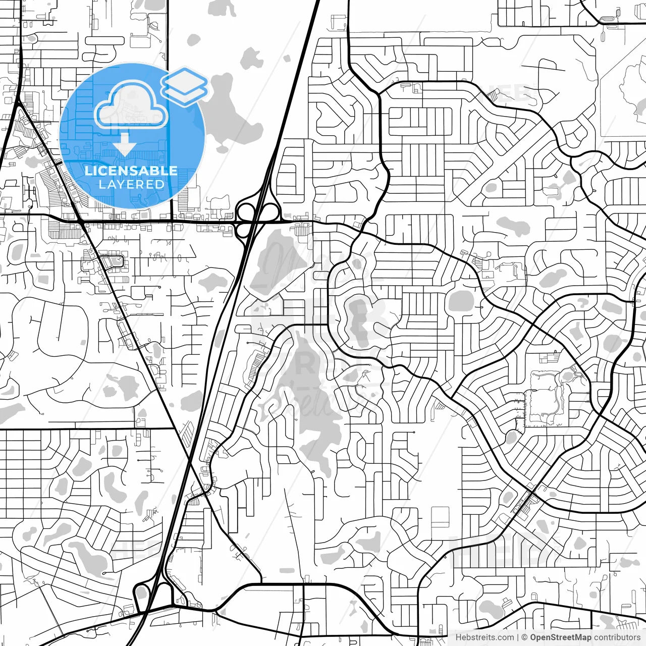 Layered PDF map of Deltona, Florida, United States