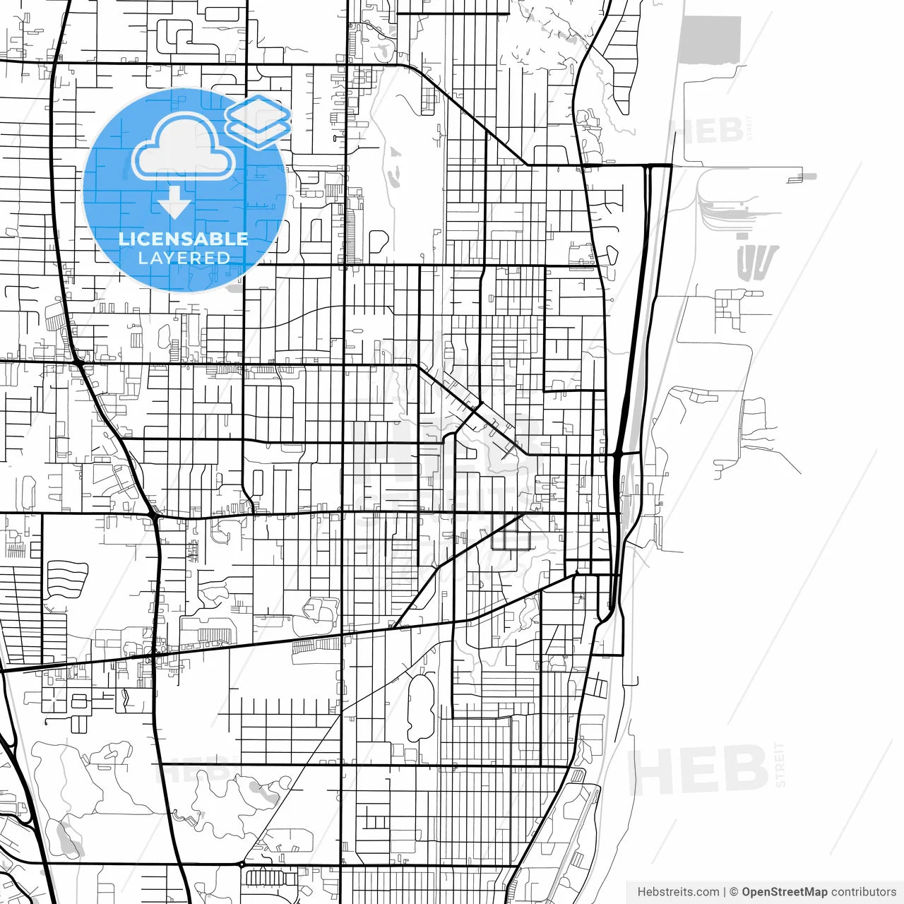 Layered PDF map of Waukegan, Illinois, United States