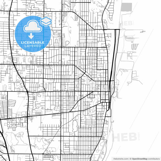 Layered PDF map of Waukegan, Illinois, United States