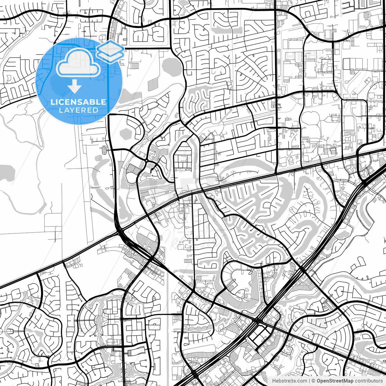 Layered PDF map of Sugar Land, Texas, United States