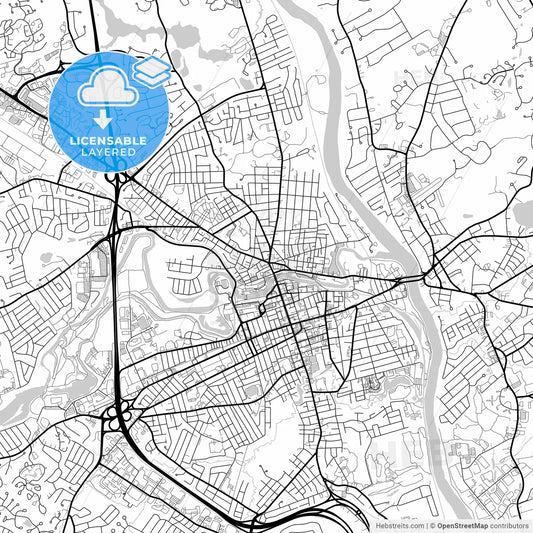 Layered PDF map of Nashua, New Hampshire, United States