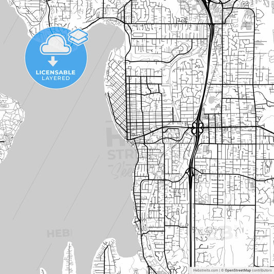 Layered PDF map of Kirkland, Washington, United States