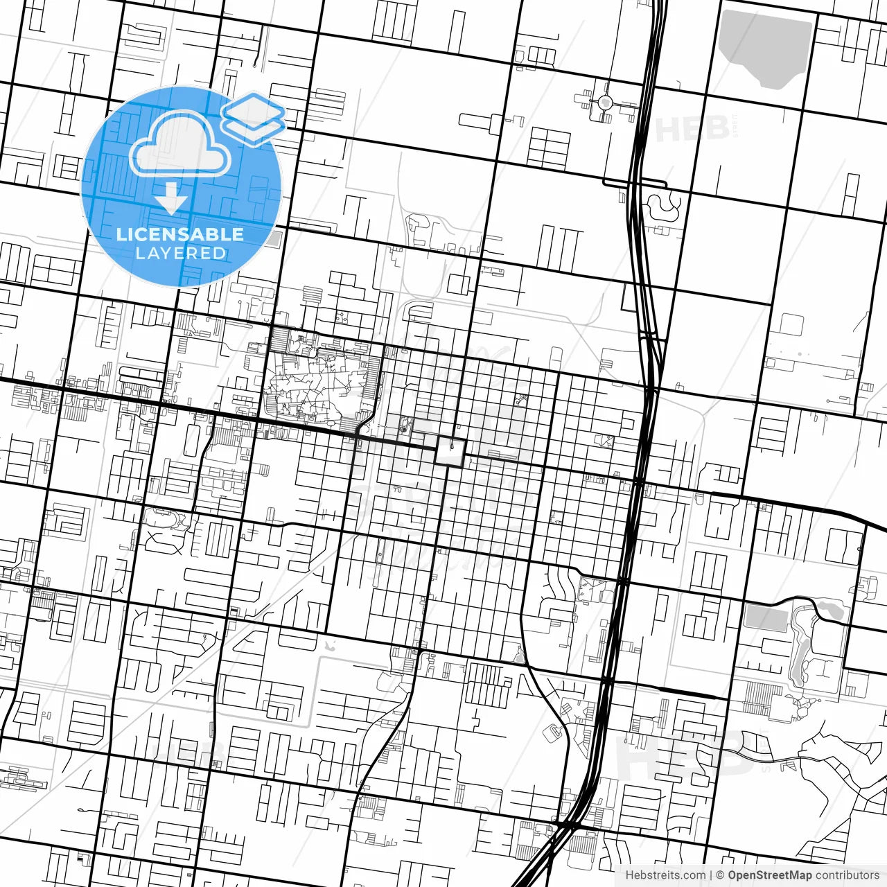 Layered PDF map of Edinburg, Texas, United States