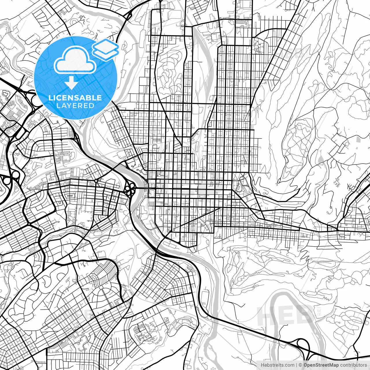 Layered PDF map of Reading, Pennsylvania, United States
