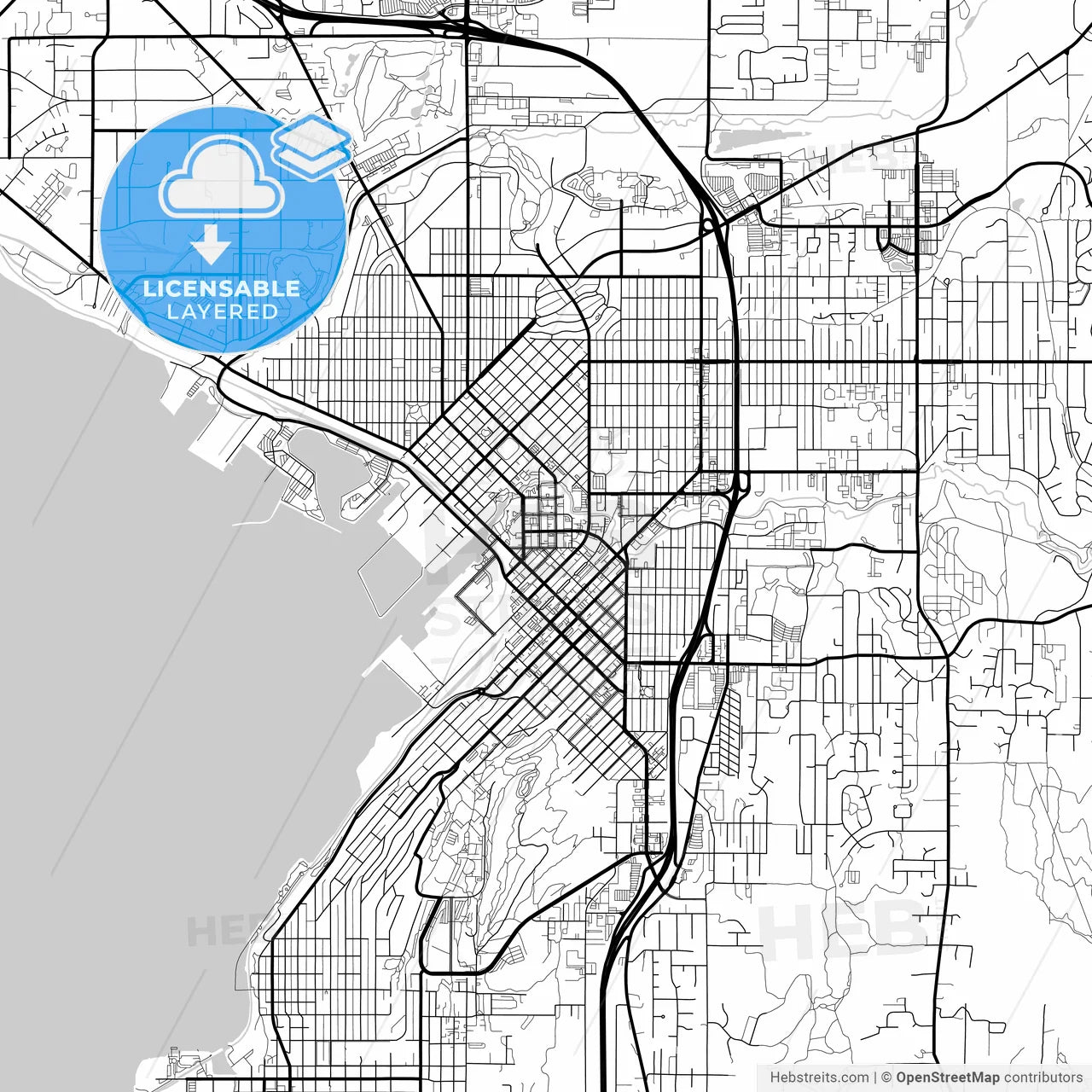 Layered PDF map of Bellingham, Washington, United States