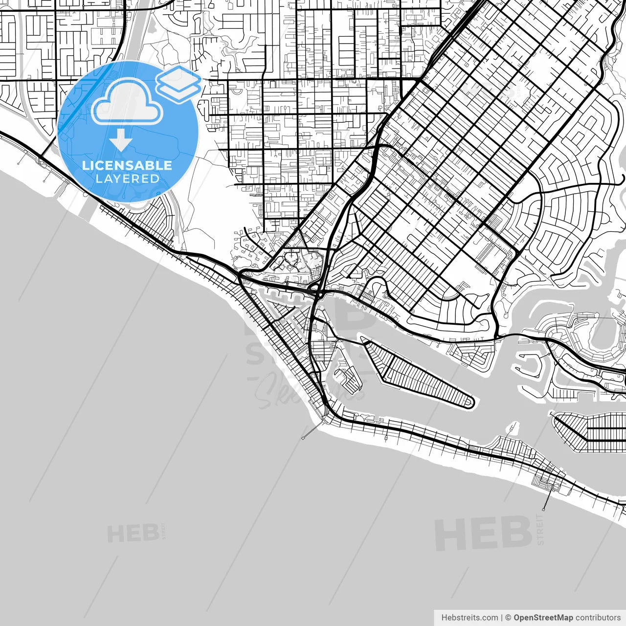 Layered PDF map of Newport Beach, California, United States