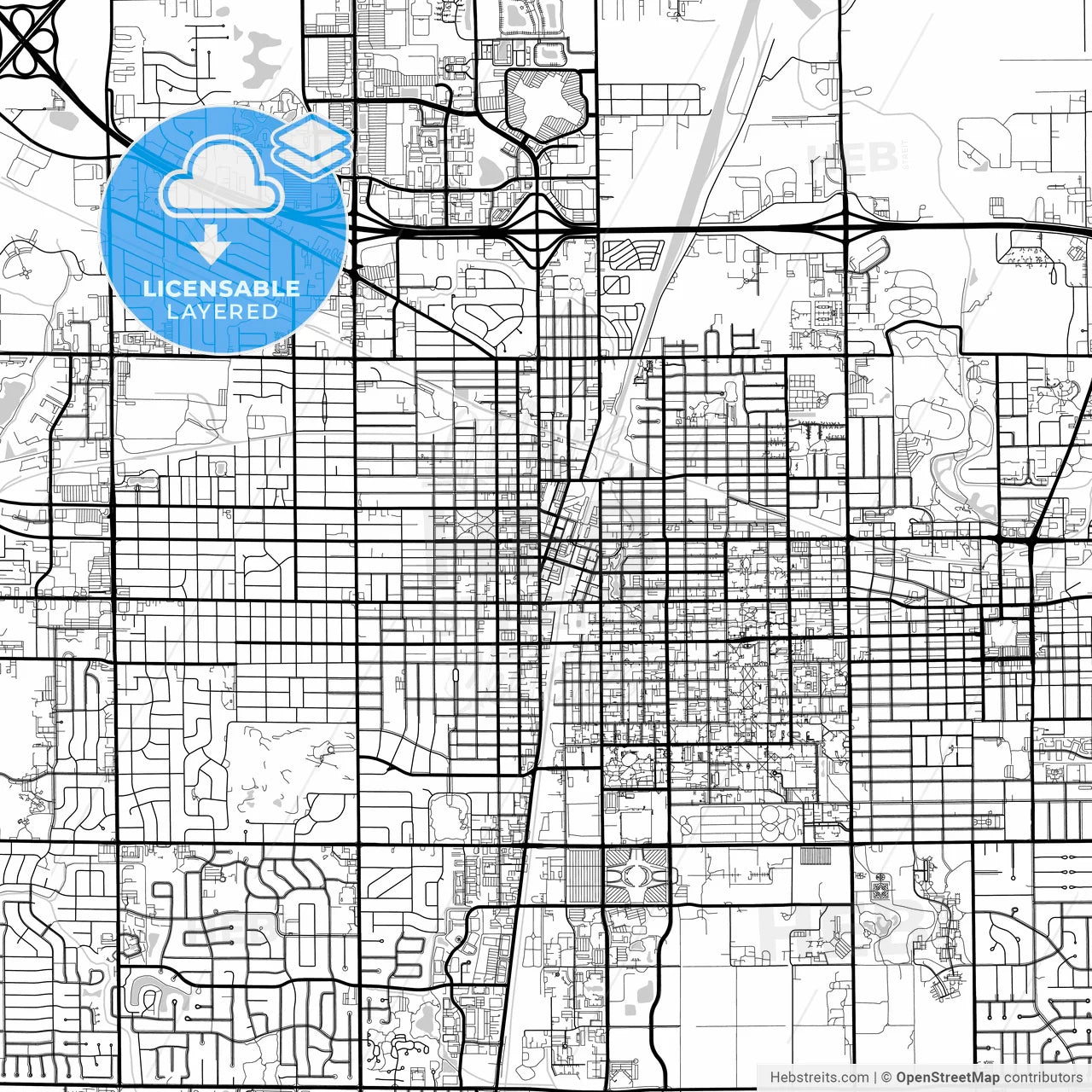 Layered PDF map of Champaign, Illinois, United States