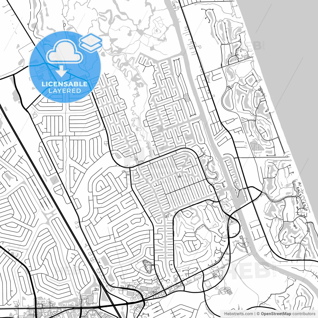Layered PDF map of Palm Coast, Florida, United States