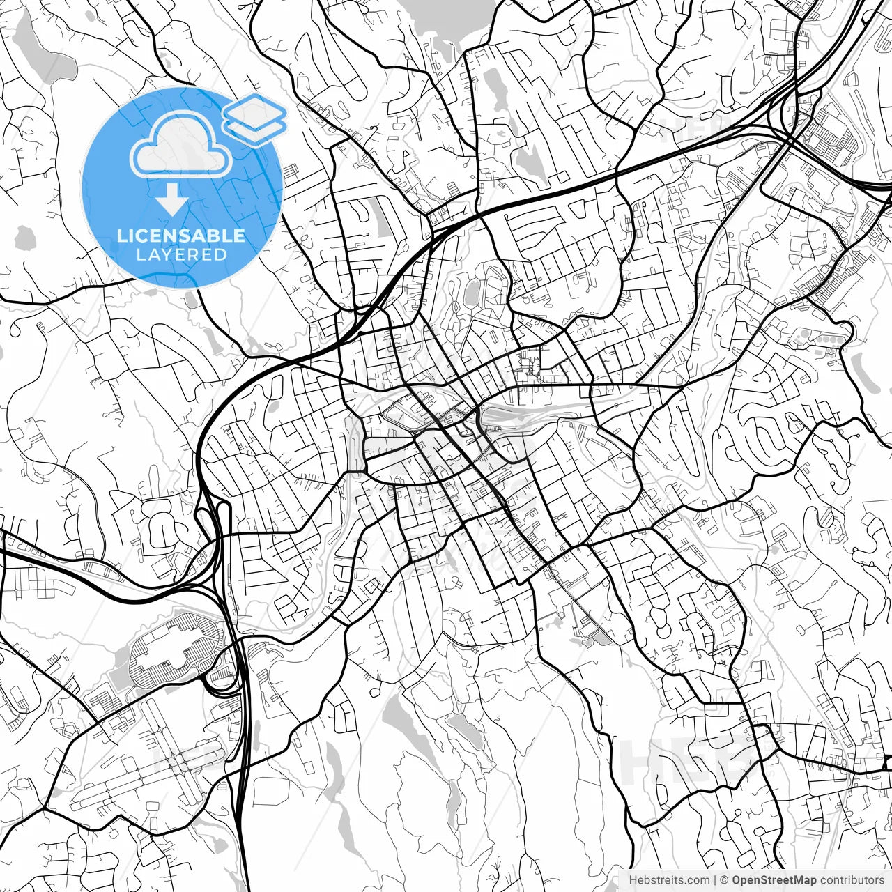 Layered PDF map of Danbury, Connecticut, United States