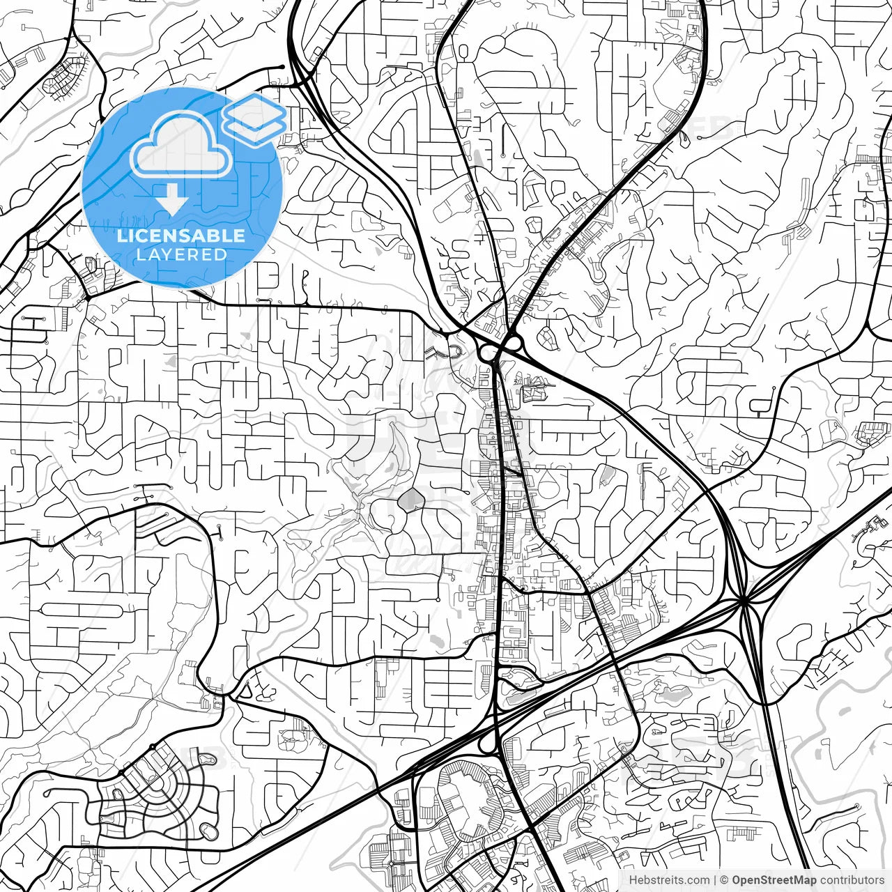Layered PDF map of Hoover, Alabama, United States
