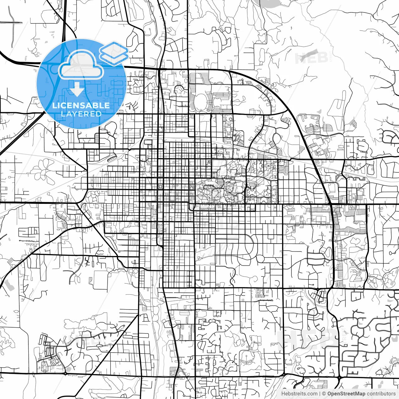 Layered PDF map of Bloomington, Indiana, United States