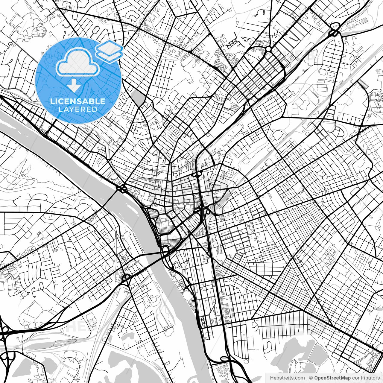Layered PDF map of Trenton, New Jersey, United States