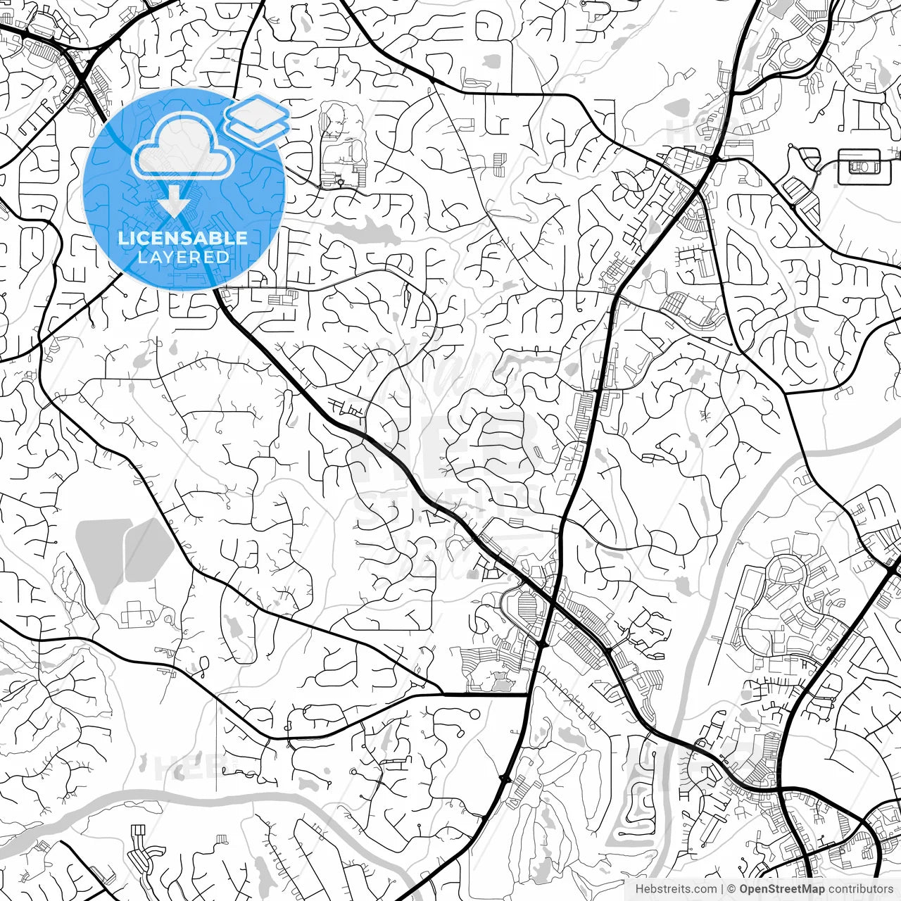 Layered PDF map of Johns Creek, Georgia, United States