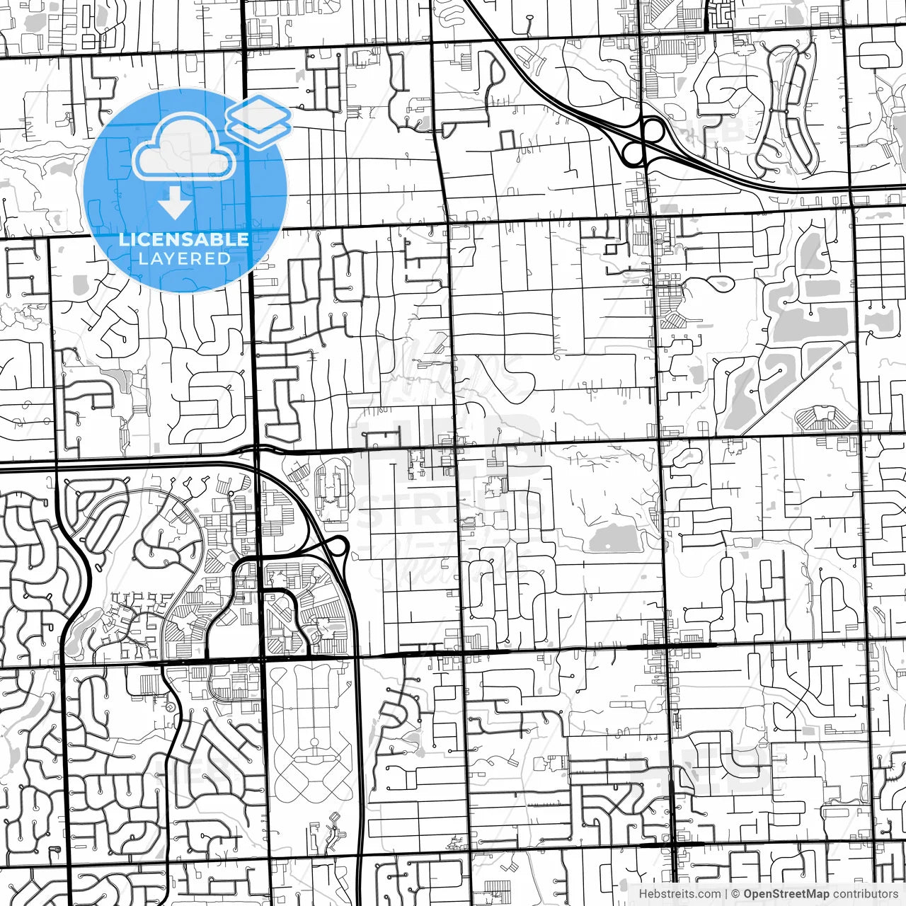 Layered PDF map of Troy, Michigan, United States