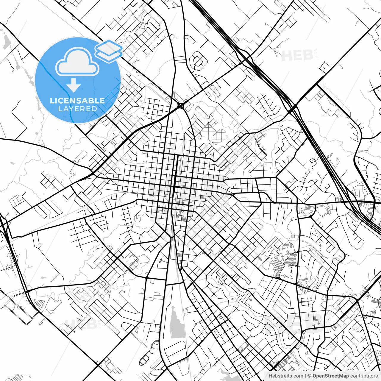 Layered PDF map of Bryan, Texas, United States