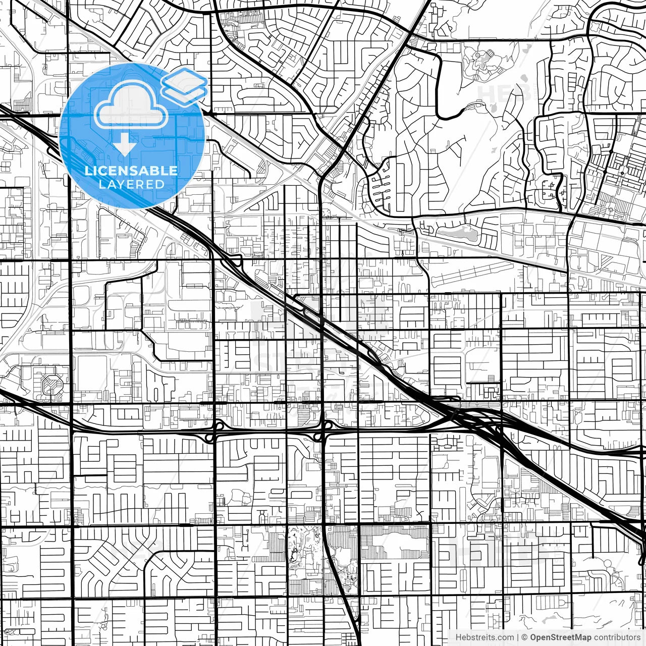 Layered PDF map of Buena Park, California, United States