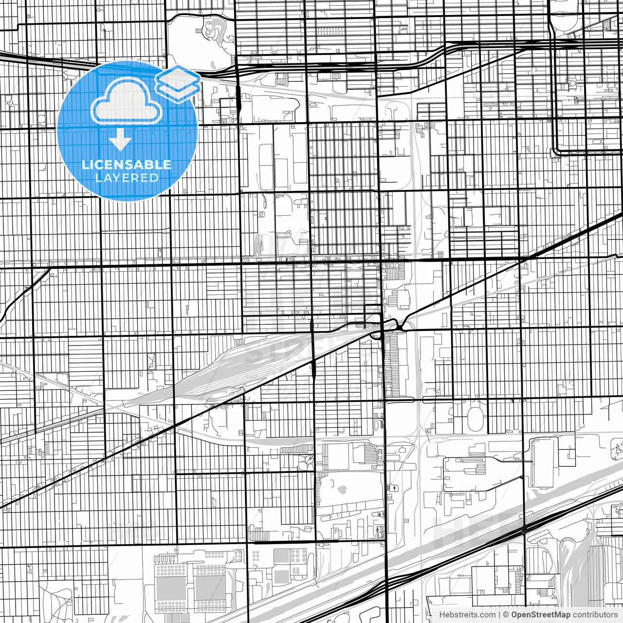 Layered PDF map of Cicero, Illinois, United States