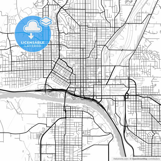 Layered PDF map of Sioux City, Iowa, United States