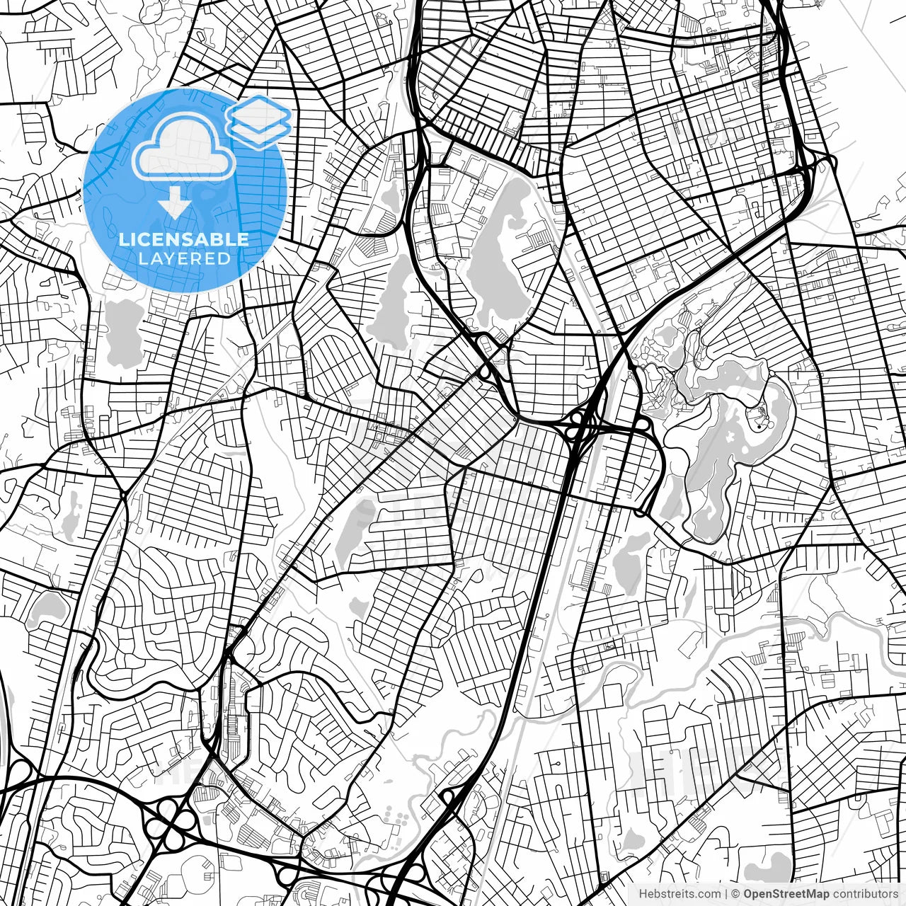 Layered PDF map of Cranston, Rhode Island, United States