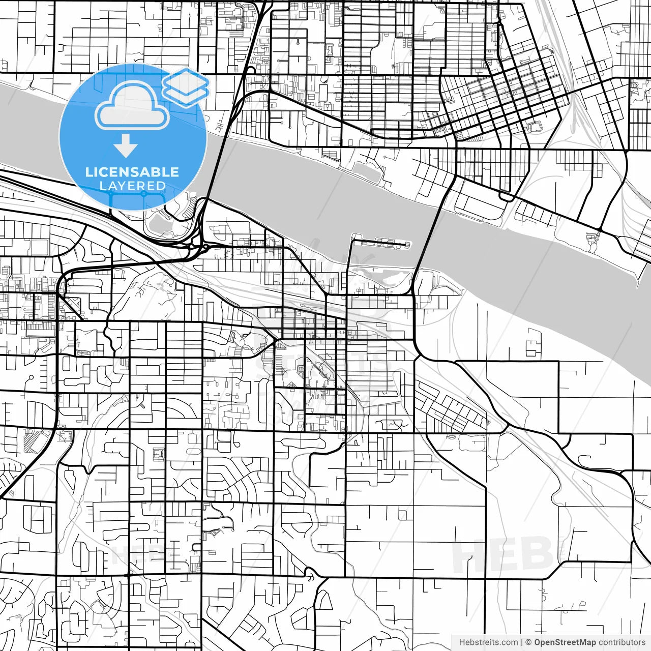 Layered PDF map of Kennewick, Washington, United States