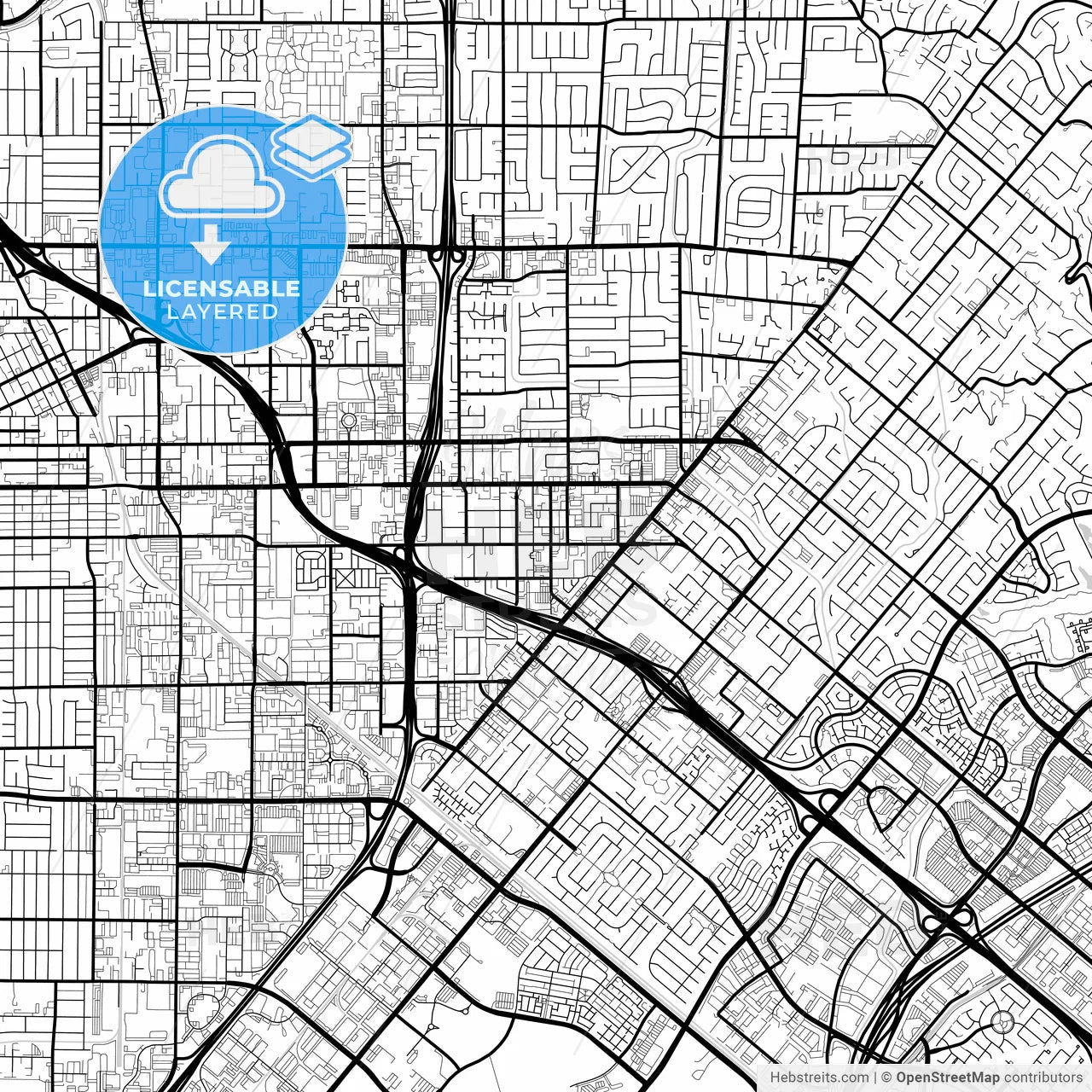 Layered PDF map of Tustin, California, United States