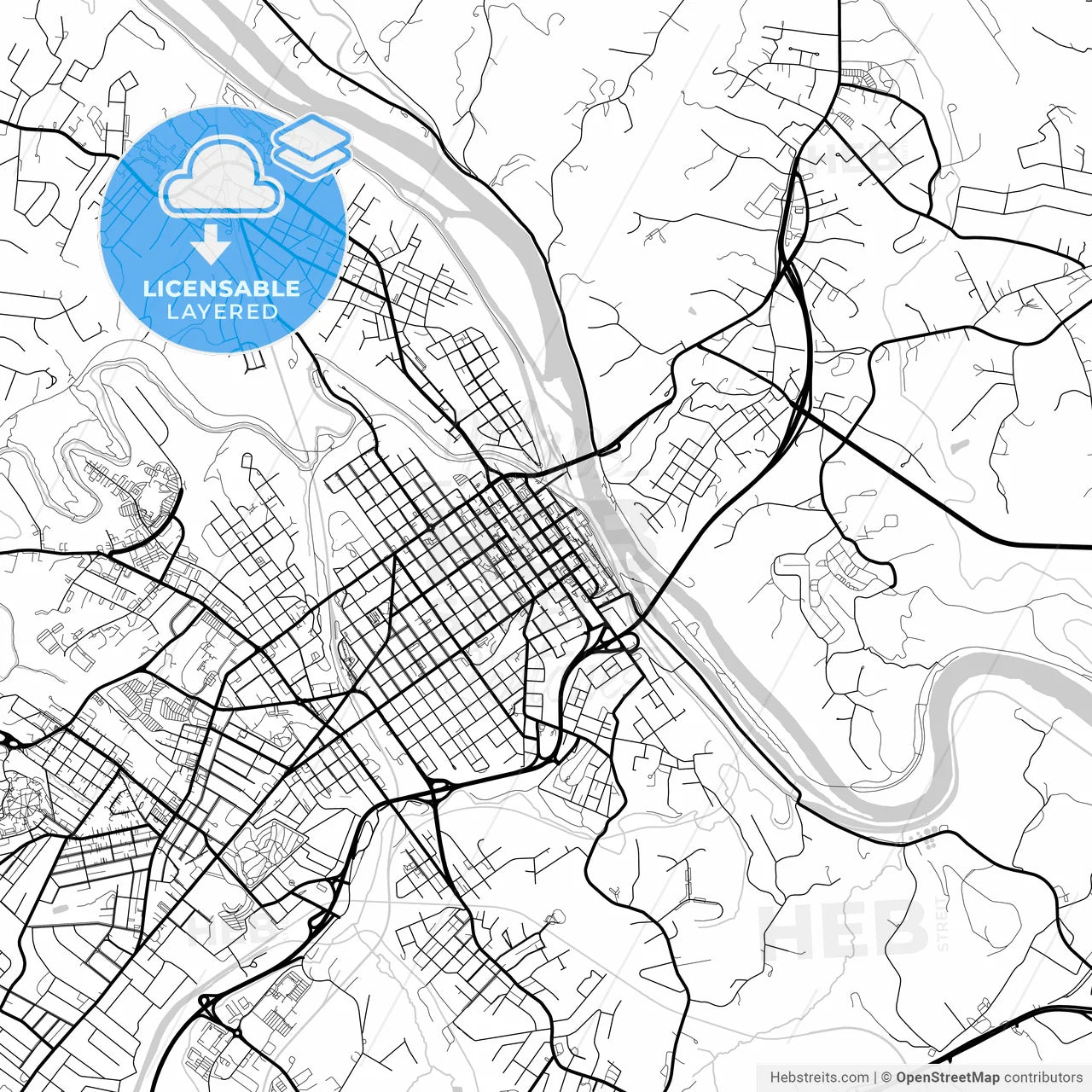 Layered PDF map of Lynchburg, Virginia, United States