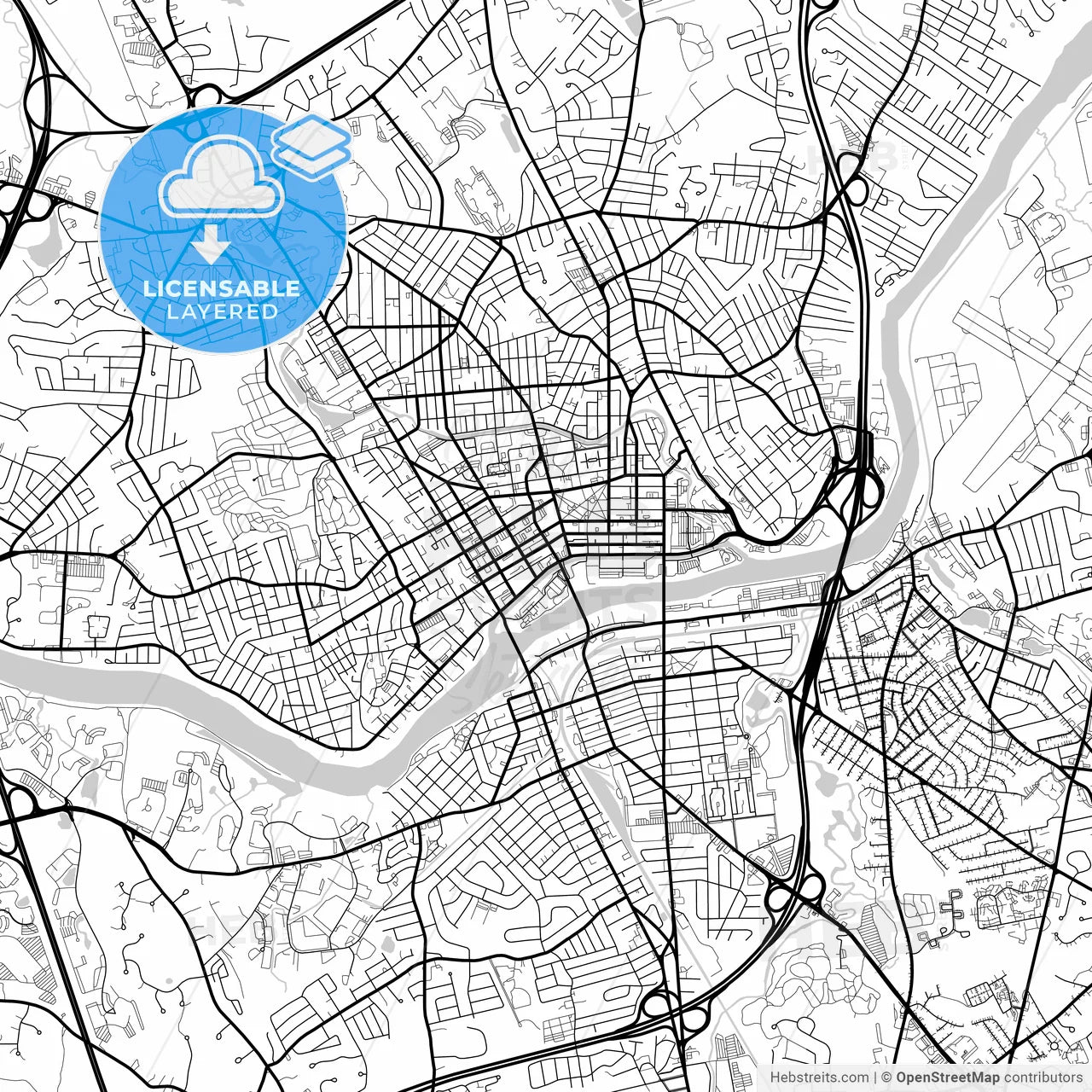 Layered PDF map of Lawrence, Massachusetts, United States