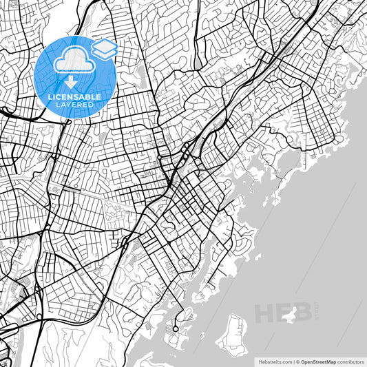 Layered PDF map of New Rochelle, New York, United States