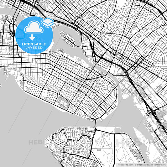 Layered PDF map of Alameda, California, United States