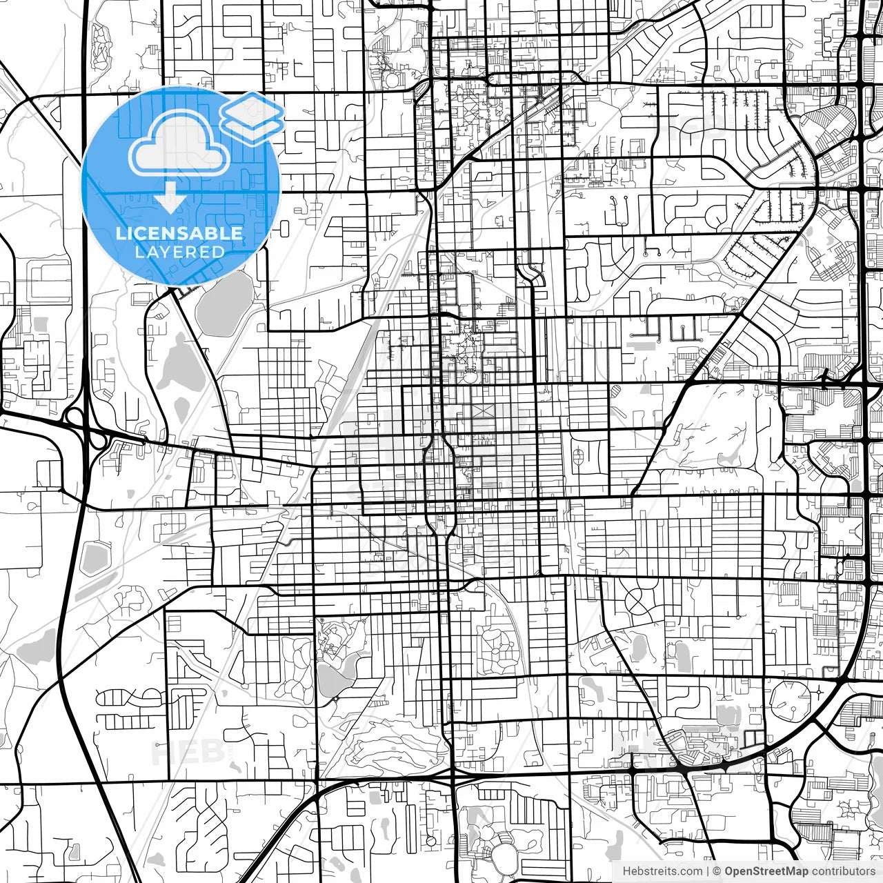 Layered PDF map of Bloomington, Illinois, United States