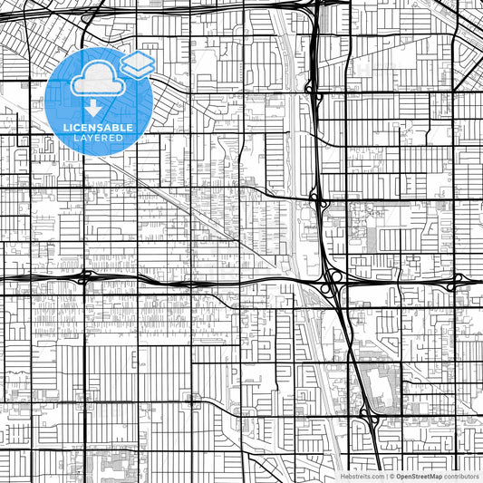 Layered PDF map of Bellflower, California, United States