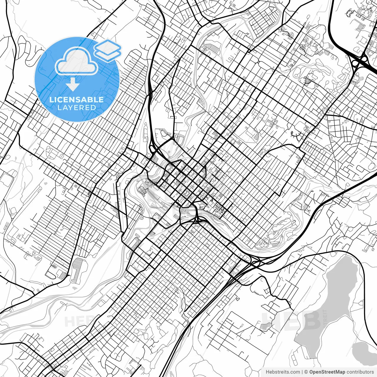 Layered PDF map of Scranton, Pennsylvania, United States