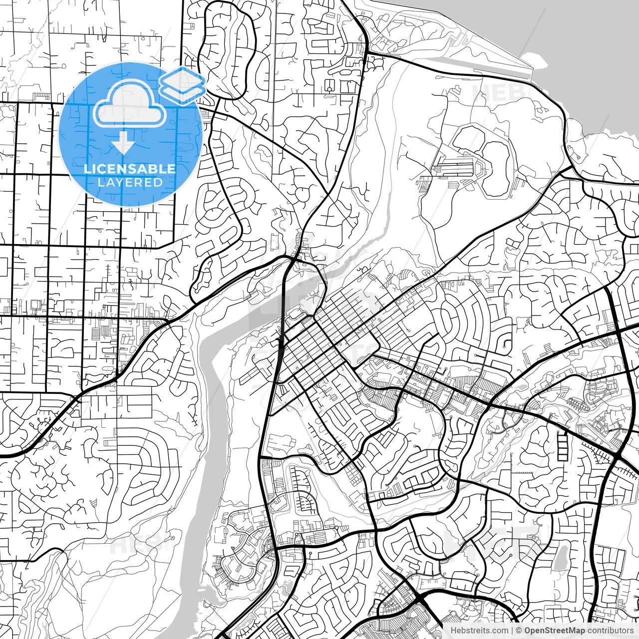 Layered PDF map of Folsom, California, United States