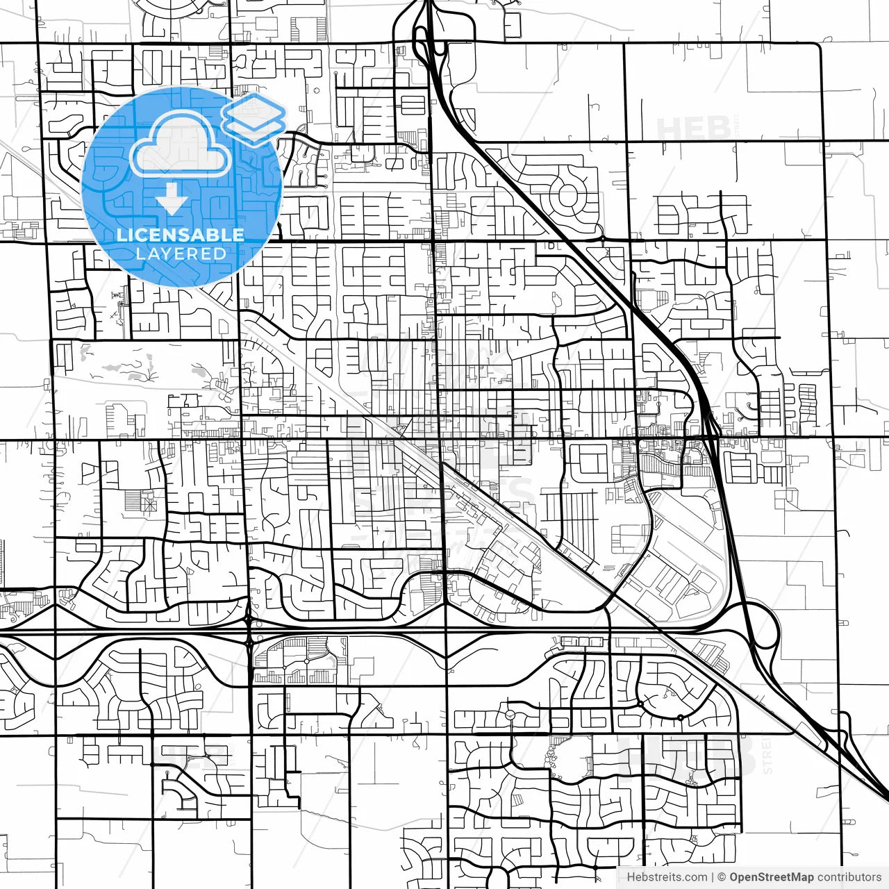 Layered PDF map of Manteca, California, United States