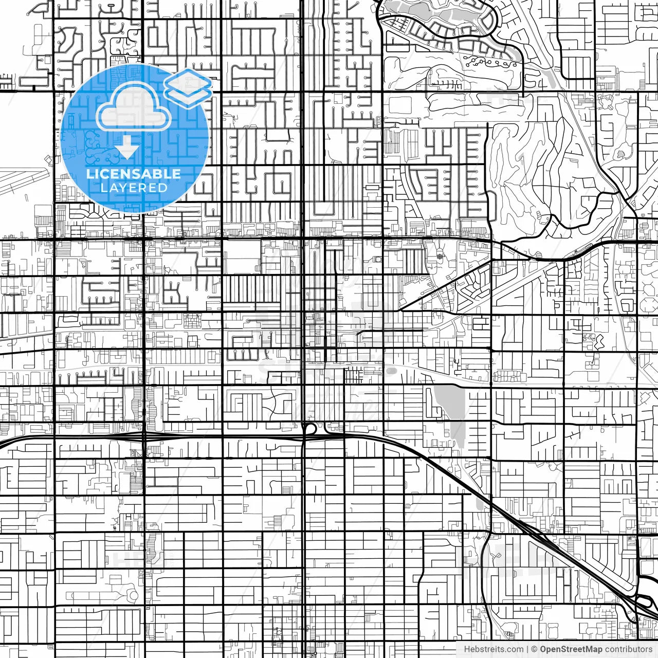 Layered PDF map of Upland, California, United States