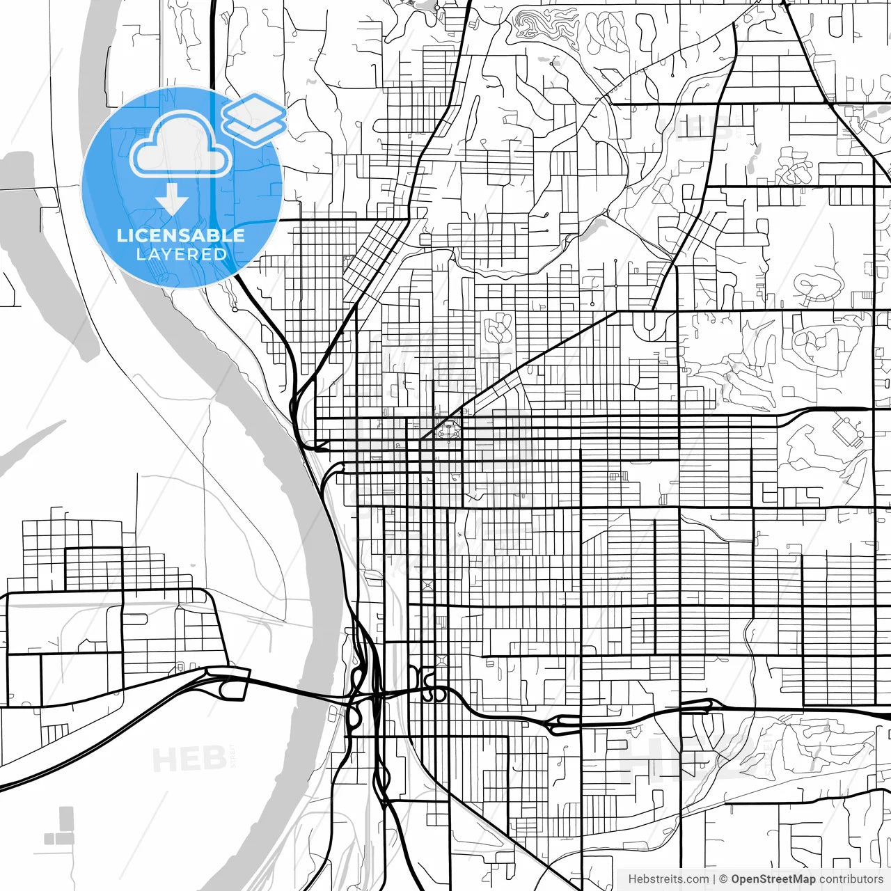 Layered PDF map of St. Joseph, Missouri, United States