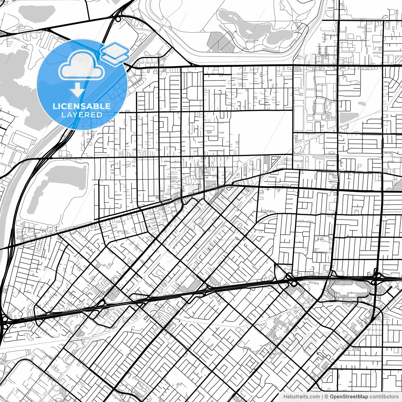 Layered PDF map of Baldwin Park, California, United States