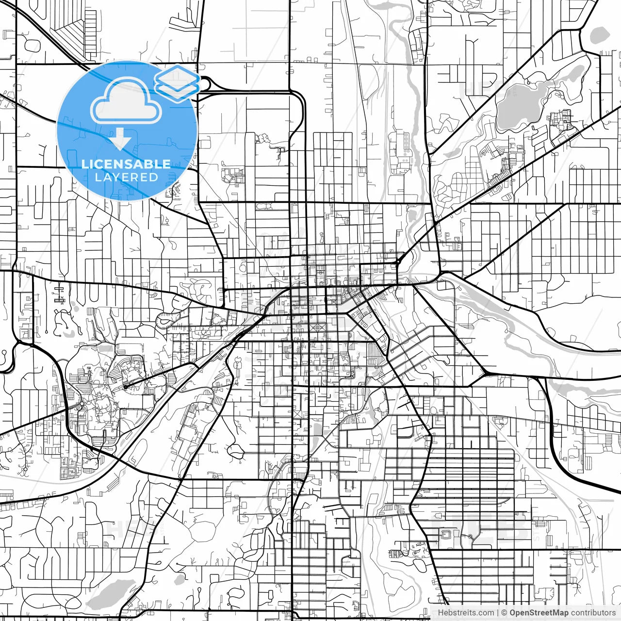 Layered PDF map of Kalamazoo, Michigan, United States