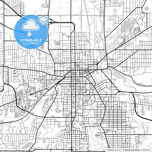 Layered PDF map of Kalamazoo, Michigan, United States