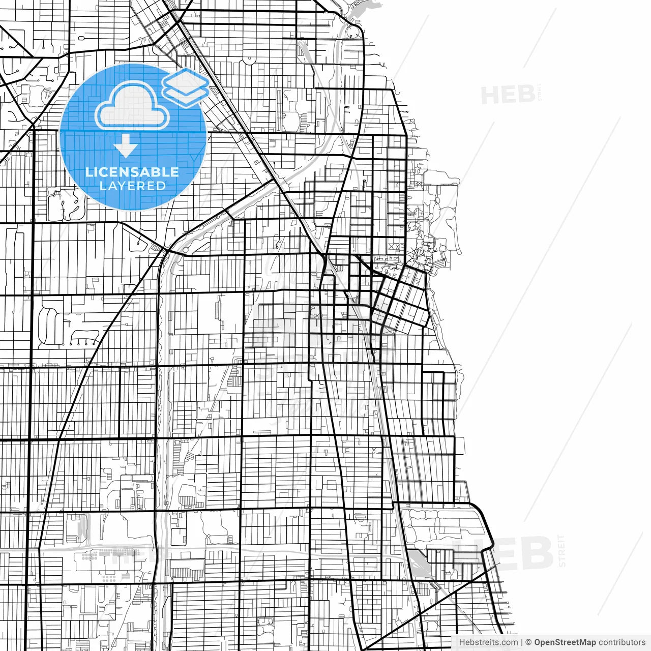 Layered PDF map of Evanston, Illinois, United States