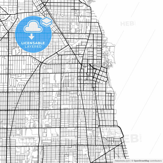 Layered PDF map of Evanston, Illinois, United States
