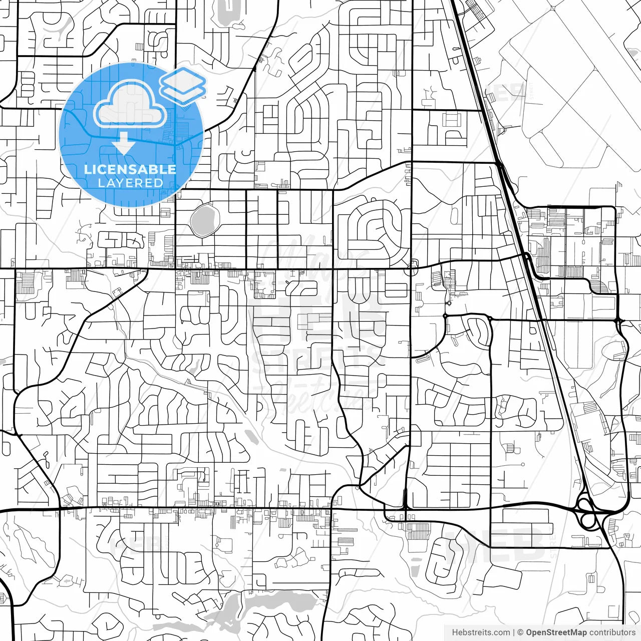 Layered PDF map of Warner Robins, Georgia, United States