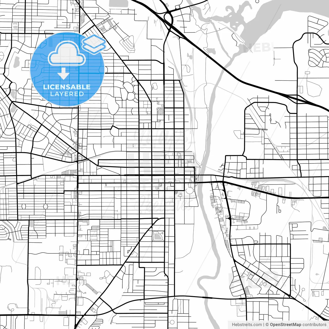 Layered PDF map of Albany, Georgia, United States