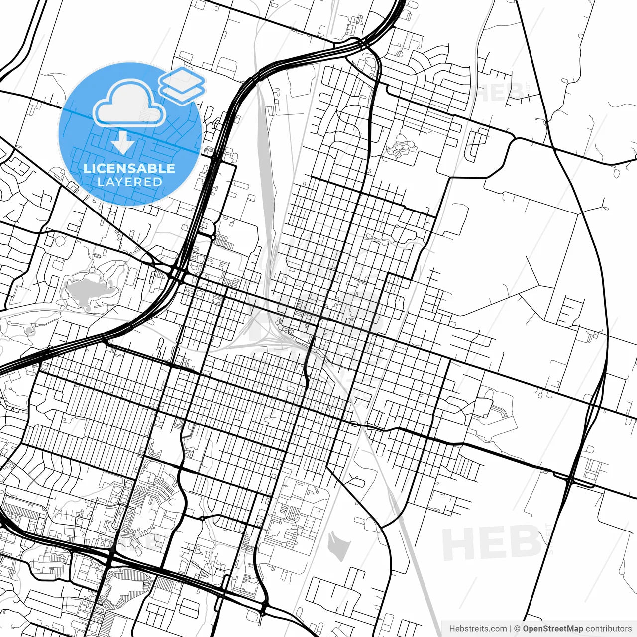 Layered PDF map of Temple, Texas, United States