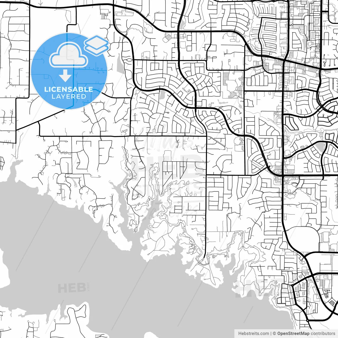 Layered PDF map of Flower Mound, Texas, United States