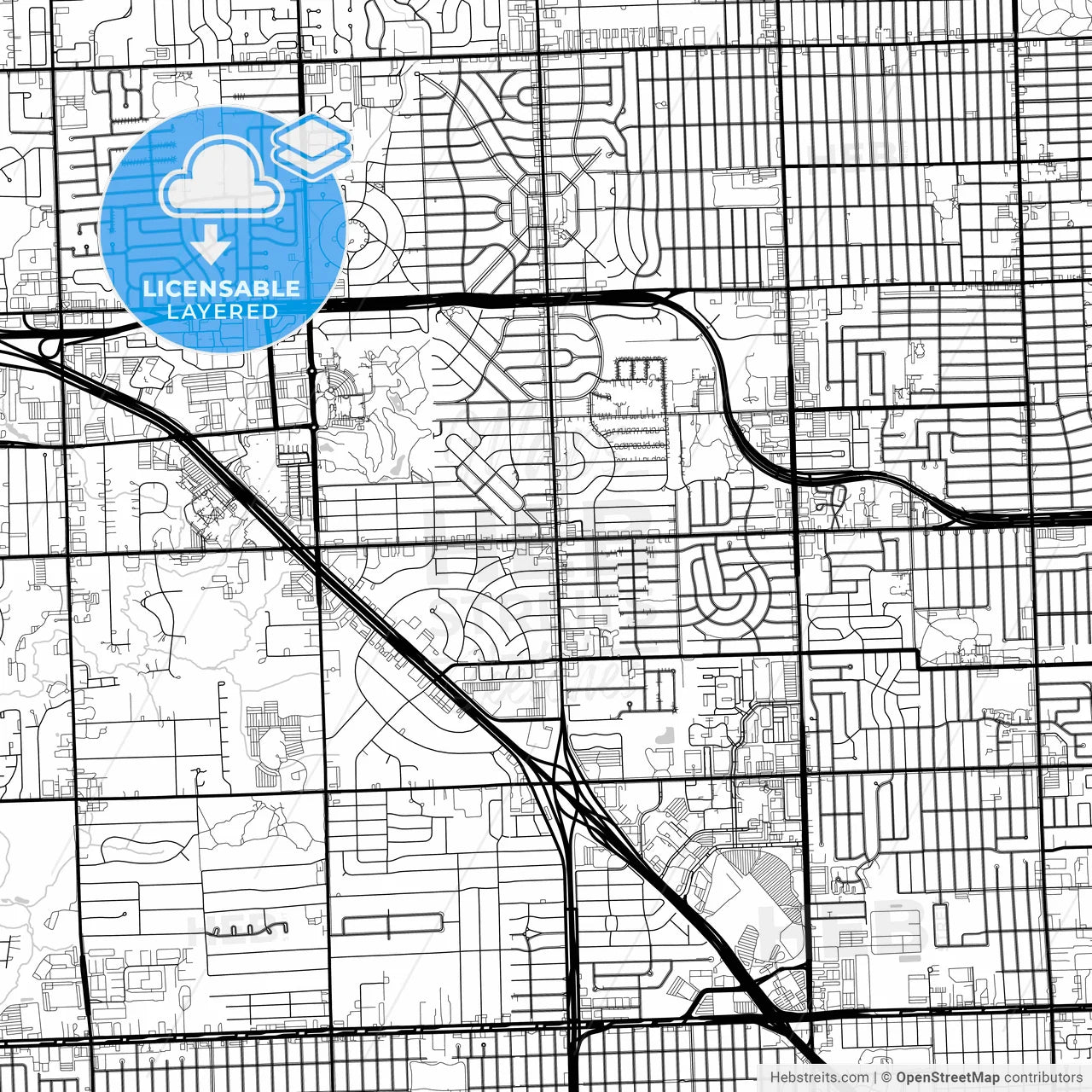 Layered PDF map of Southfield, Michigan, United States